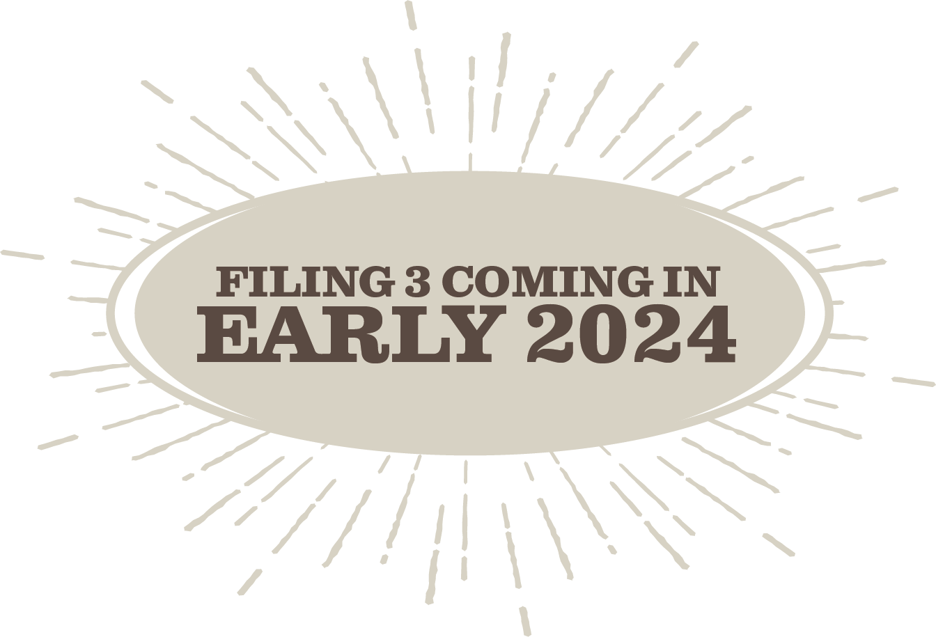 Banner saying Filing 3 coming soon in early 2024