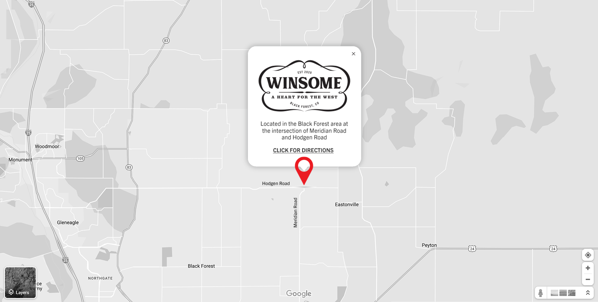 A map of Winsome neighborhood